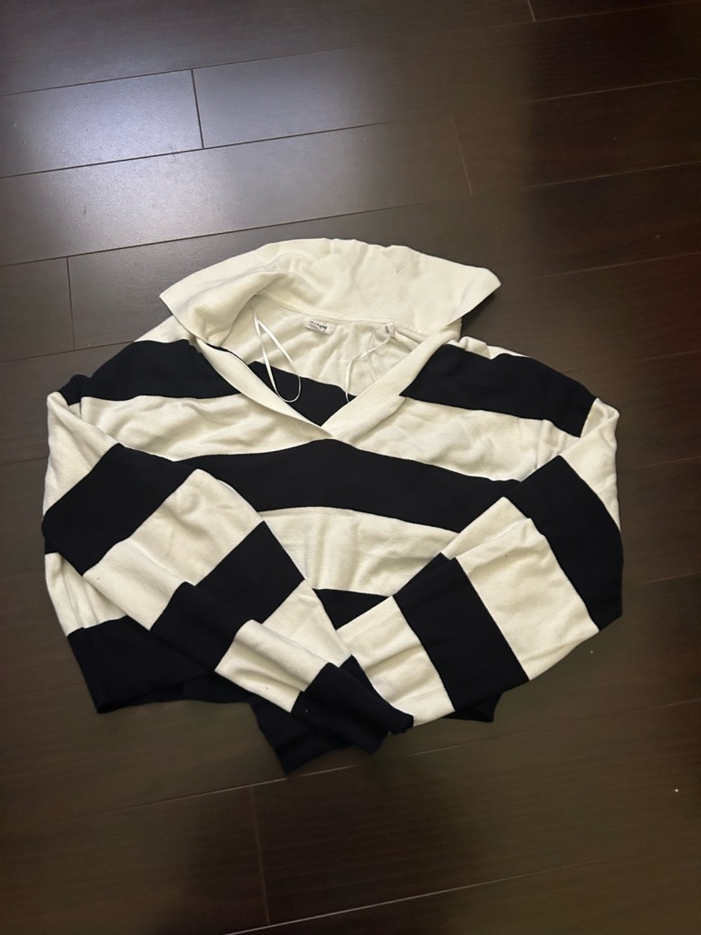 Garage Cream Knit Hoodie with Black Trim